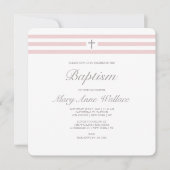 ピンクとグレーのバプテスマの招待 招待状 (正面)