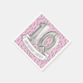 ピンクとグレーのバルーンガールズ10th誕生日パーティー スタンダードカクテルナプキン (角)