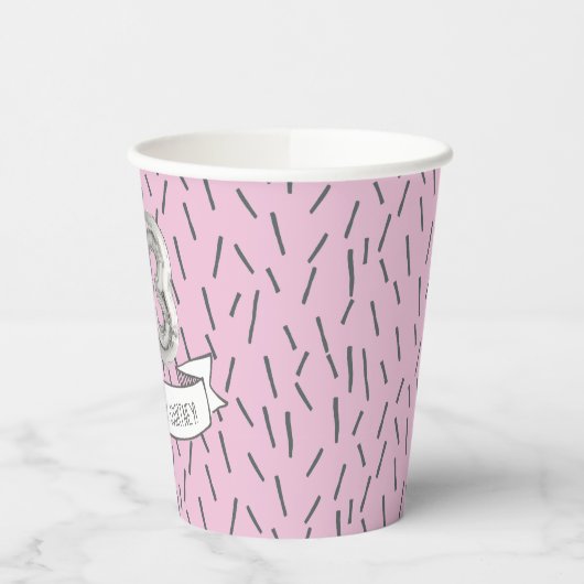ピンクとグレーのバルーンガールズ13thバースデーパーティーパ 紙コップ (左)