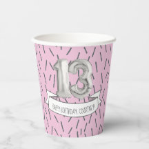 ピンクとグレーのバルーンガールズ13thバースデーパーティーパ