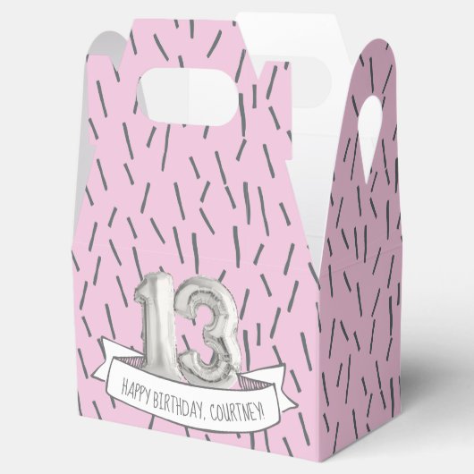 ピンクとグレーのバルーンガールズ13thバースデーパーティー フェイバーボックス (オープン)