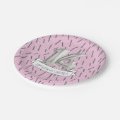 ピンクとグレーのバルーンガールズ14th誕生日パーティー ペーパープレート (アングル)