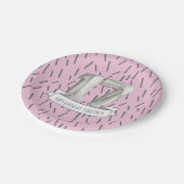 ピンクとグレーのバルーンガールズ17th誕生日パーティー ペーパープレート (アングル)