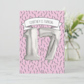 ピンクとグレーのバルーンガールズ17th誕生日パーティー 招待状 (スタンド正面)