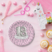 ピンクとグレーのバルーンガールズ18th誕生日パーティー ペーパープレート (パーティー)