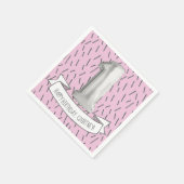 ピンクとグレーのバルーンガールズ1st誕生日パーティー スタンダードカクテルナプキン (角)