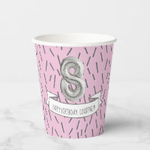 ピンクとグレーのバルーン女の子8th誕生日パーティーPap