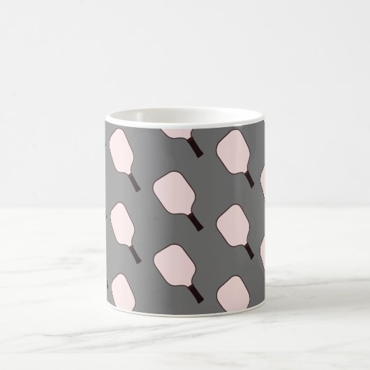 ピンクとグレーのピクルボールマグ コーヒーマグカップ (中央)