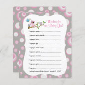 ピンクとグレーのフクロウの赤ちゃんシャワー – ウィッシュ (正面/裏面)