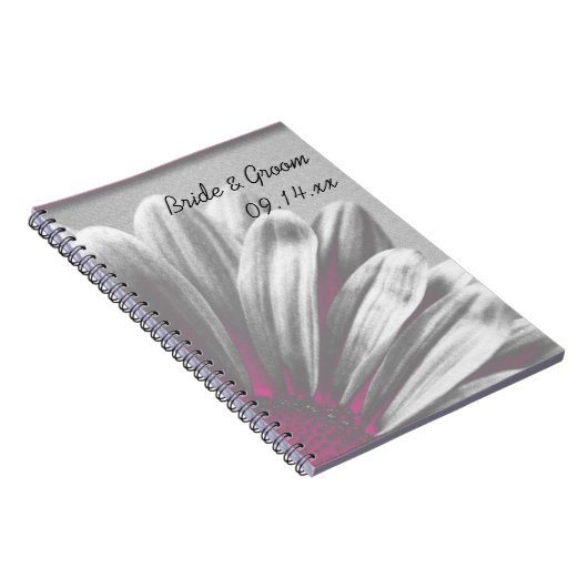 ピンクとグレーのフローラのハイラ結婚イト ノートブック (右側)