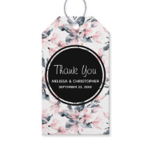 ピンクとグレーのフローラの水の色のパターンありがとう