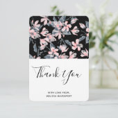 ピンクとグレーのフローラの水の色のパターンありがとう サンキューカード (スタンド正面)