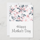 ピンクとグレーのフローラの水の色のパターン母の日 シーズンカード (正面)