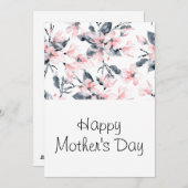 ピンクとグレーのフローラの水の色のパターン母の日 シーズンカード (正面/裏面)