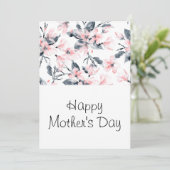 ピンクとグレーのフローラの水の色のパターン母の日 シーズンカード (スタンド正面)