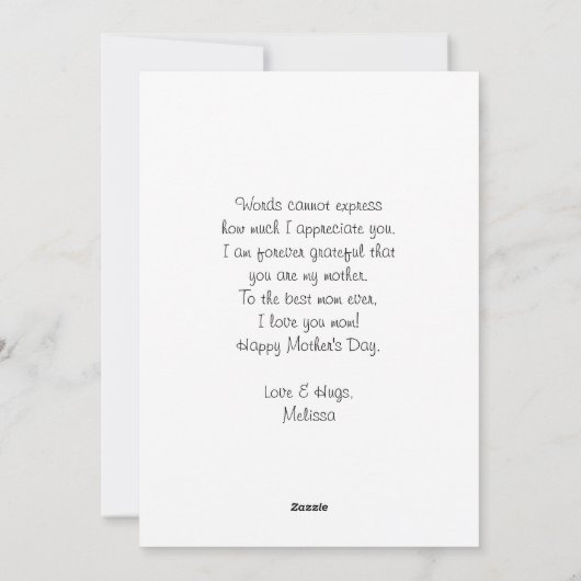 ピンクとグレーのフローラの水の色のパターン母の日 シーズンカード (裏面)