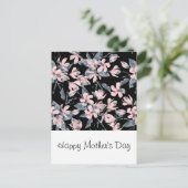 ピンクとグレーのフローラの水の色のパターン母の日 ポストカード (スタンド正面)