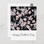 ピンクとグレーのフローラの水の色のパターン母の日 ポストカード (正面/裏面)