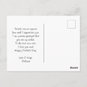 ピンクとグレーのフローラの水の色のパターン母の日 ポストカード (裏面)