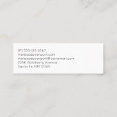 ピンクとグレーのフローラ水色パターン スキニー名刺 (裏面)