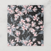 ピンクとグレーのフローラ水色パターン プレイスカード (外部開封)