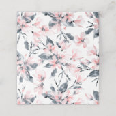 ピンクとグレーのフローラ水色パターン プレイスカード (外部開封)