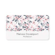 ピンクとグレーのフローラ水色パターン