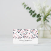 ピンクとグレーのフローラ水色パターン 名刺 (スタンド正面)