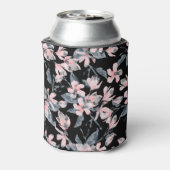 ピンクとグレーのフローラ水色パターン 缶クーラー (缶裏面)