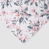ピンクとグレーのフローラ水色パターン 薄葉紙 (詳細)