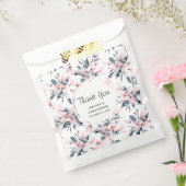 ピンクとグレーのフローラ水色パター結婚ン フェイバーバッグ (封をした状態)