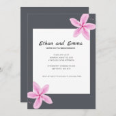 ピンクとグレーのフローラ結婚式招待状 招待状 (正面/裏面)