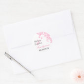 ピンクとグレーのフローラ結婚式用シール ラウンドシール (封筒)