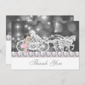ピンクとグレーのプリンセス赤ちゃんシャワーありがとう サンキューカード (正面/裏面)