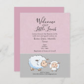 ピンクとグレーのベビーガールシャワー招待状 招待状 (正面/裏面)