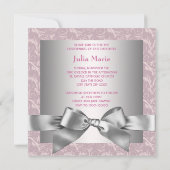 ピンクとグレーのベビーガールフォト《キリスト教》洗礼式や命名式 招待状 (裏面)