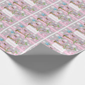 ピンクとグレーのベビーフクロウ |シャワーテーマ ラッピングペーパー (角)
