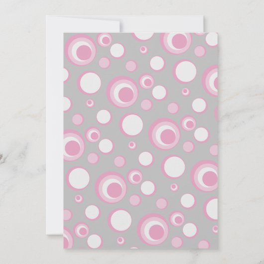 ピンクとグレーのベビーフクロウ |シャワーテーマ 招待状 (裏面)