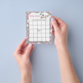 ピンクとグレーのベビーフクロウ |シャワービンゴゲーム チラシ (手)