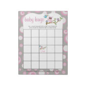 ピンクとグレーのベビーフクロウ |シャワービンゴゲーム ノートパッド (回転)