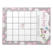 ピンクとグレーのベビーフクロウ |シャワービンゴゲーム ノートパッド (正面)