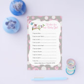 ピンクとグレーのベビーフクロウ | Showersゲーム チラシ (シングル)