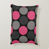 ピンクとグレーのポリカドット アクセントクッション (裏面(縦))
