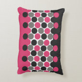 ピンクとグレーのポリカドット アクセントクッション (裏面(縦))