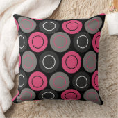 ピンクとグレーのポリカドット クッション (ブランケット)
