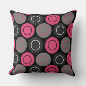 ピンクとグレーのポリカドット クッション (正面)