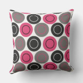 ピンクとグレーのポリカドット クッション (裏面)