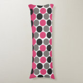 ピンクとグレーのポリカドット ボディピロー (正面縦)