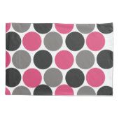 ピンクとグレーのポリカドット 枕カバー (裏面)