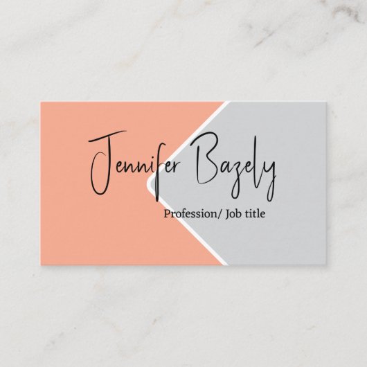 ピンクとグレーのミニマリストの名刺 名刺 (正面)